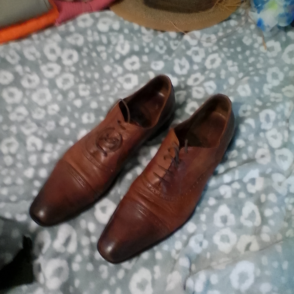 Men's Brown Leather Lace-Up Derby Dress Shoes